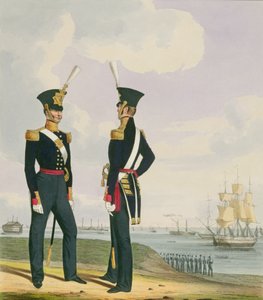 Kirurger, plate 6 fra 'Costume of the Royal Navy and Marines', gravert av kunstnerne, ca. 1830-37